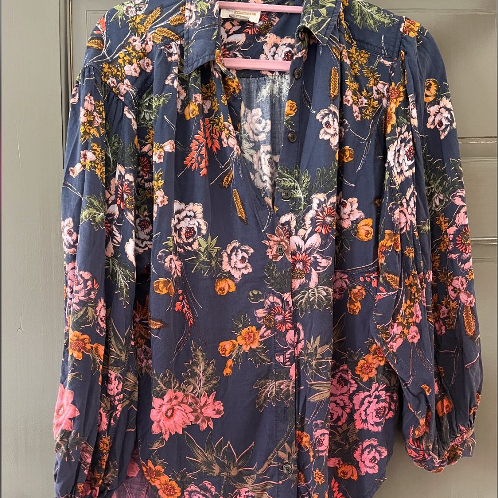 Anthropologie Floral Button Up Shirt